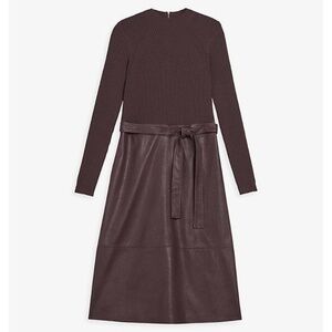 TED BAKER Alltaa Knitted Bodice Dress with Faux Leather Skirt